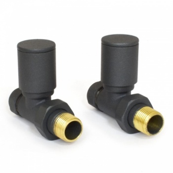 Milan Straight Anthracite Radiator Valves (Pair)